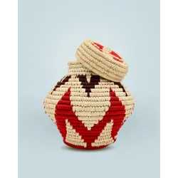 Handwoven Sabai Grass and Silk Basket