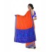 Handloom Sambalpuri Cotton Silk Saree ( Orange Blue Flower pattern)