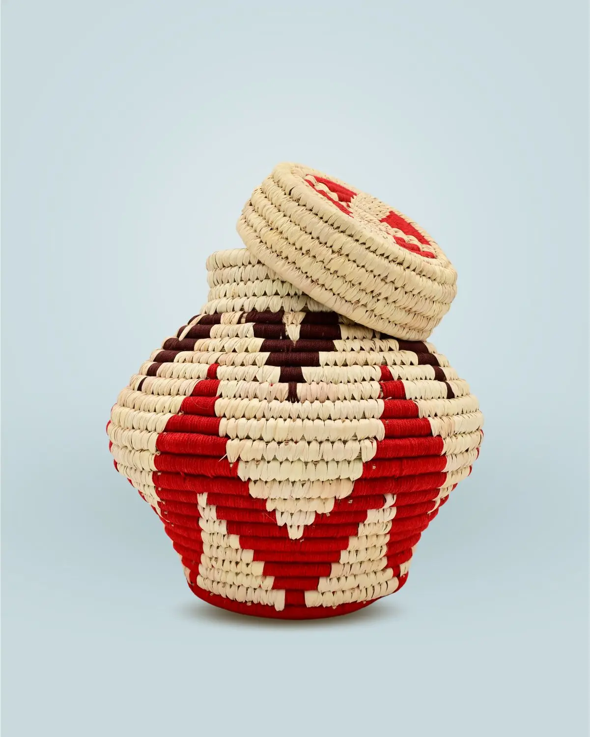 Handwoven Sabai Grass and Silk Basket
