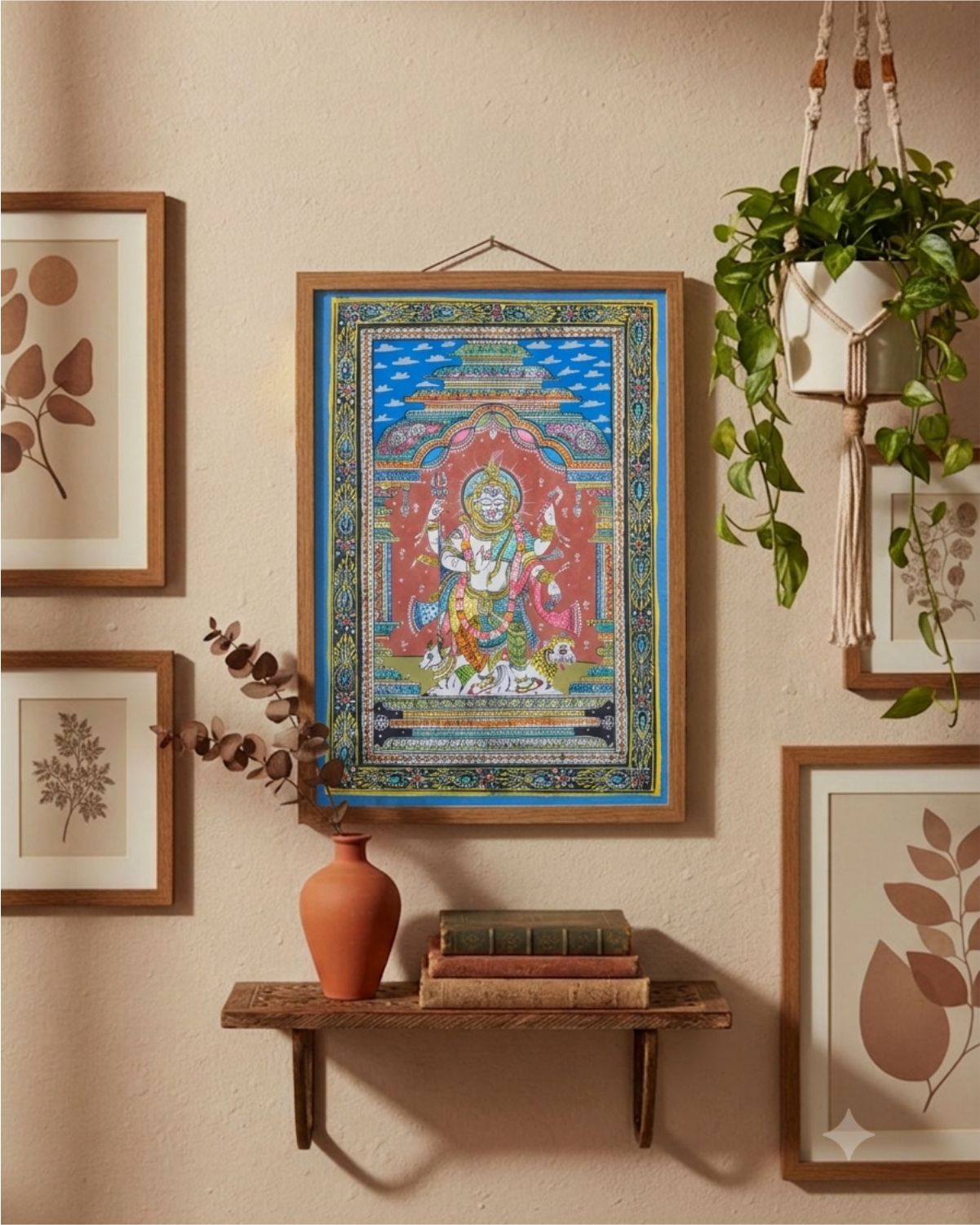 Ardhanarishvara Handpainted Unframed Pattachitra (Multicolour)