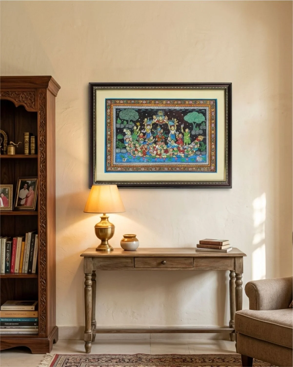 Gopi Nauka Handpainted Framed Pattachitra (Multi-Colour)