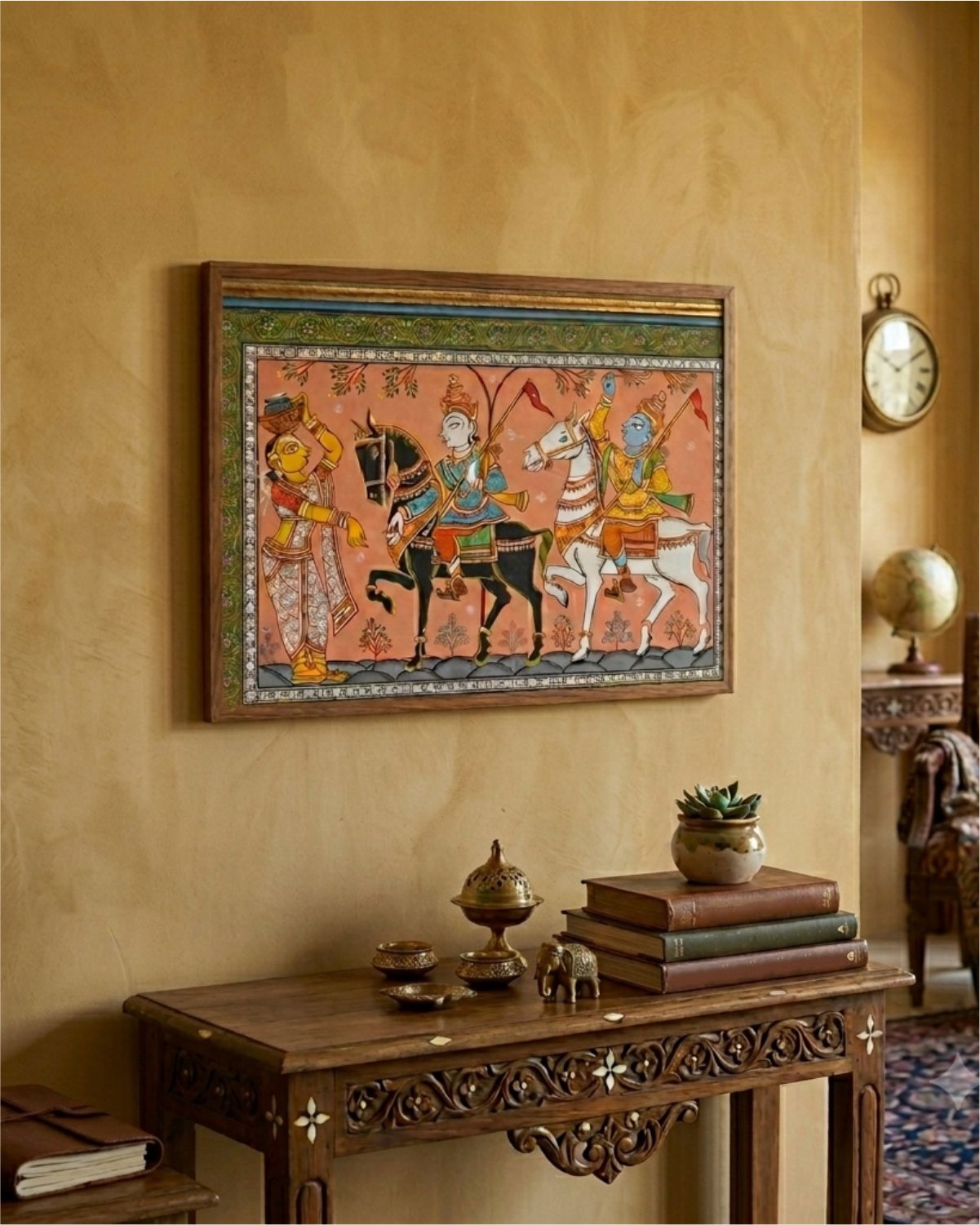 Kanchi Handpainted Unframed Pattachitra (Multicolour)