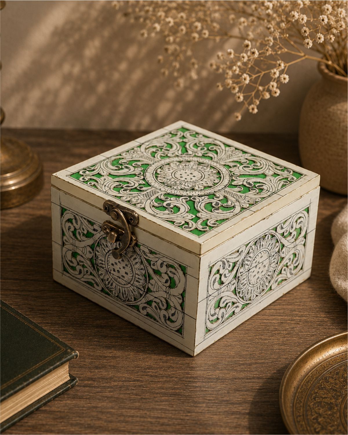 Palm Leaf Engraved Jewellery Box (Large)