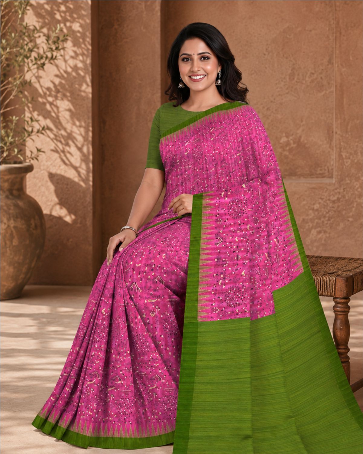 Gicha tussar printed saree