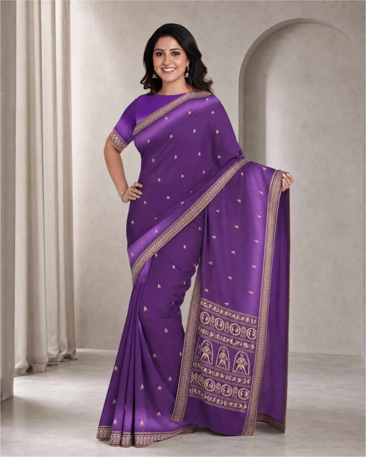 Handloom Fine Tussar Silk Jala Saree