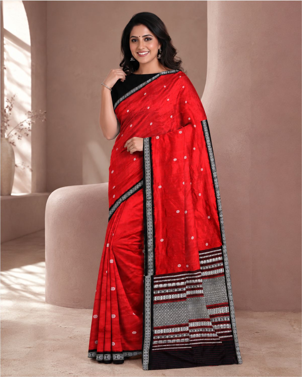 Handloom Mulberry Konark Motif Saree