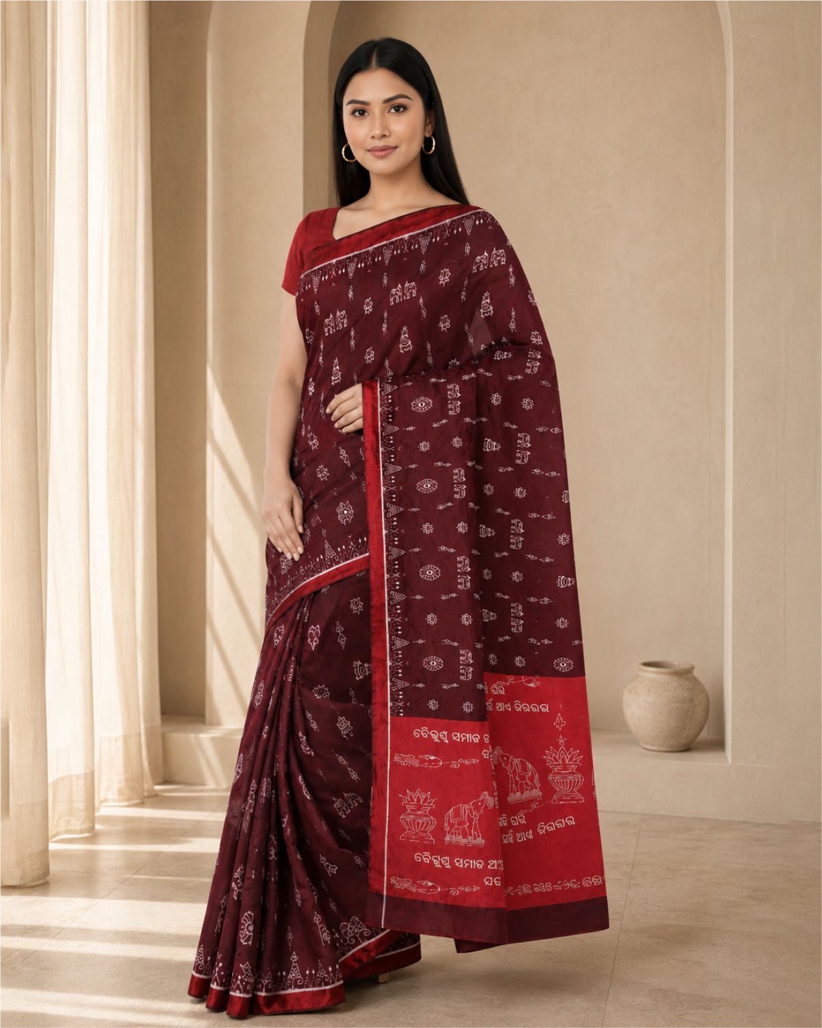 Handloom Mulberry Laxmi Patta Saree